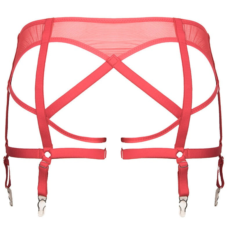 Prey Red Backless Suspender Knicker