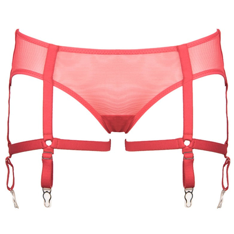 Prey Red Backless Suspender Knicker