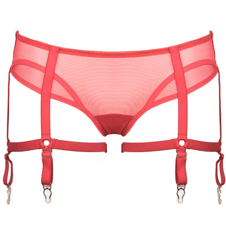 Prey Red Full Suspender Knicker